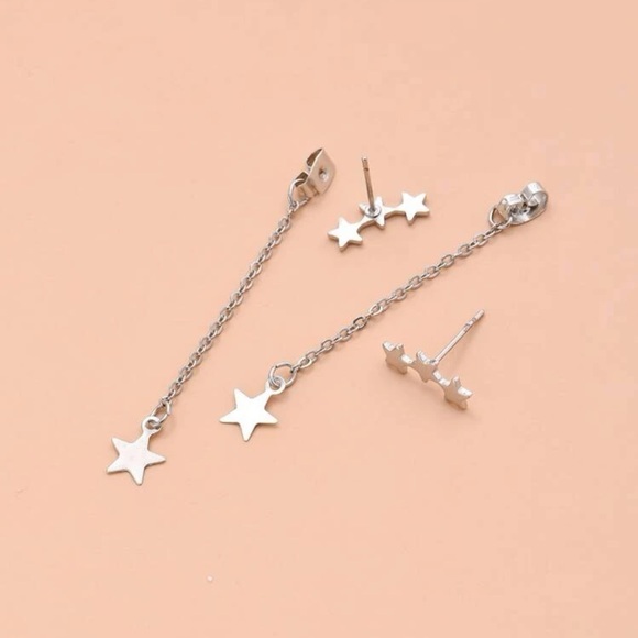 Star Drop Earrings Silver Plated - Picture 5 of 6